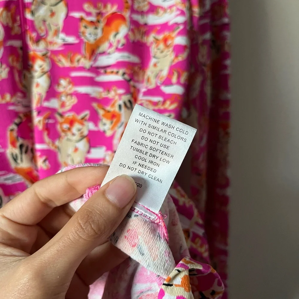 IBKUL Pink Cat Print Long Sleeve Half-Zip Top - Picture 8 of 8